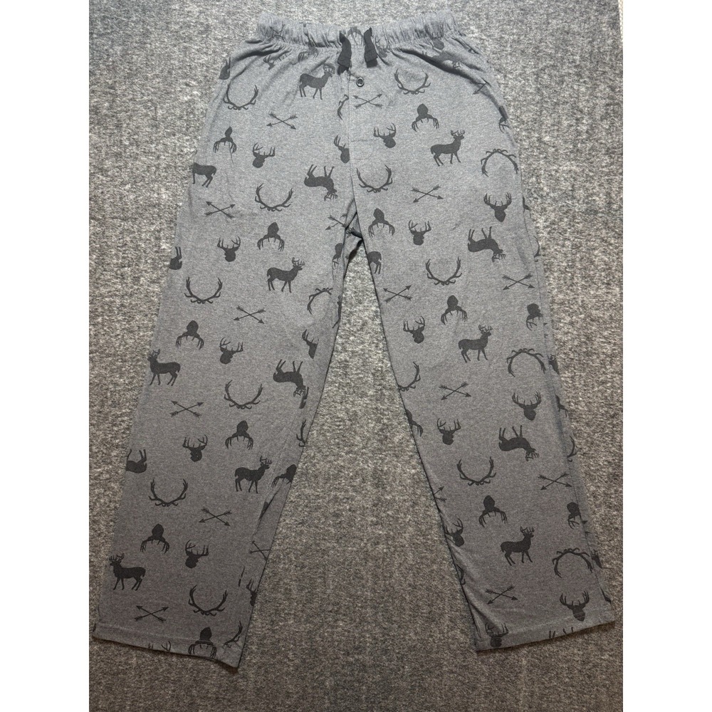 Buckhorn River Men's Pajama Lounge Pants Size S Gray Deer Antler Hunting Print